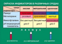 Таблица Окраска индикаторов в различных средах (винил) - «globural.ru» - Астрахань