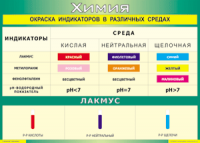 Таблица Окраска индикаторов в различных средах 1000*1400 винил - «globural.ru» - Астрахань